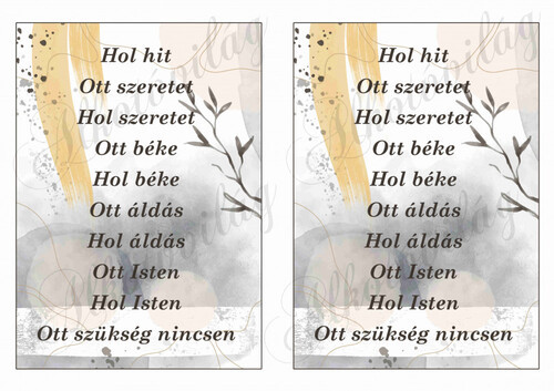 Házi áldás sárgás-szürkés absztrakt háttérrel 2 db
