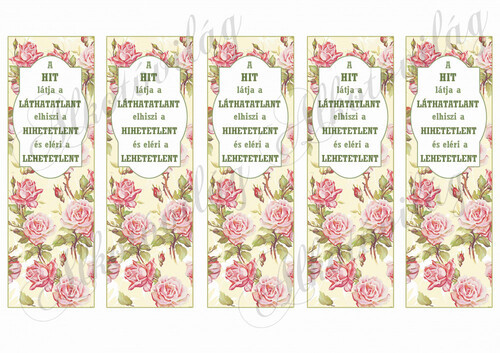 Shabby chic rózsás könyvjelzők idézettel