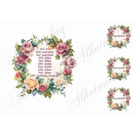   Házi áldás rózsás keretben 16-20 cm-es hímzőkeretekhez 2
