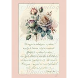   Bibliai idézetek akvarell stílusú festett vintage rózsacsokorral