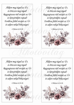 Barnás virágkompozíció bibliai idézettel - Áldjon meg téged az Úr - 4 db