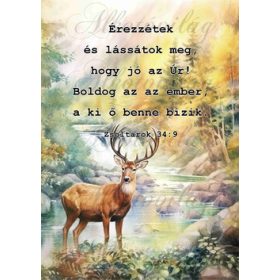   Érezzétek és lássátok meg bibliai idézet szarvasos festményen