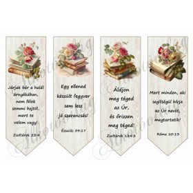   Könyvjelzők rózsákkal, könyvekkel, bibliai idézetekkel - 18,5 x 6 cm