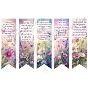 Virágok könyvjelzők bibliai idézetekkel -  17 X 5 cm