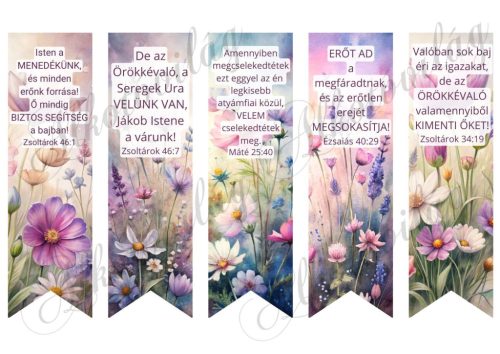 Virágok könyvjelzők bibliai idézetekkel -  17 X 5 cm