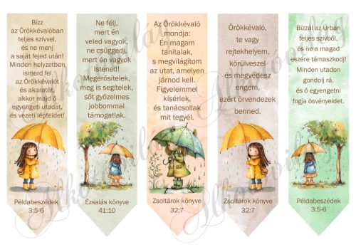 Könyvjelzők kislányokkal, bibliai idézetekkel 17,5 x 5 cm