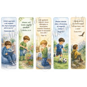   17,5 x 5 cm-es könyvjelzők kedves kisfiúkkal, bibliai idézetekkel 2