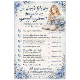   Derék feleség a biblia szerint - 19 x 29 cm - kék virágokkal, szőke lánnyal