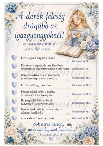Derék feleség a biblia szerint - 19 x 29 cm - kék árnyalatokban szőke lánnyal