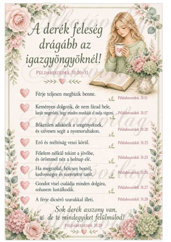 Derék feleség a biblia szerint - 19 x 29 cm - zöld árnyalatokban szőke lánnyal