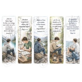   Könyvjelzők fiúkkal bibliai idézetekke - akvarell stílusban - 17 x 5 cm