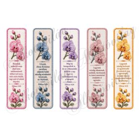   Könyvjezők hímzés utánzatú orchideával és bibliai idézettel - 18 x 4 cm