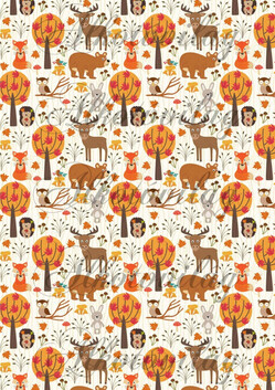 Őszi erdő állatkákkal