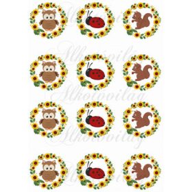   Napraforgós körök bagoly, katica, mókus figurákkal KICSIBEN