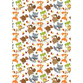 Róka, borz, maci, bagoly őszi levelekkel, makkokkal