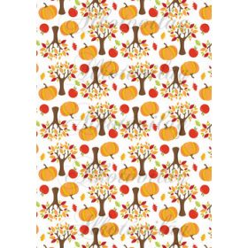 Őszi fák almákkal, tökökkel