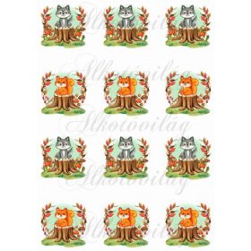 Cuki borz és mókus fatönkön KICSIBEN