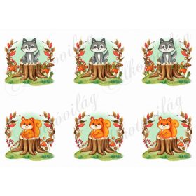 Cuki borz és mókus fatönkön