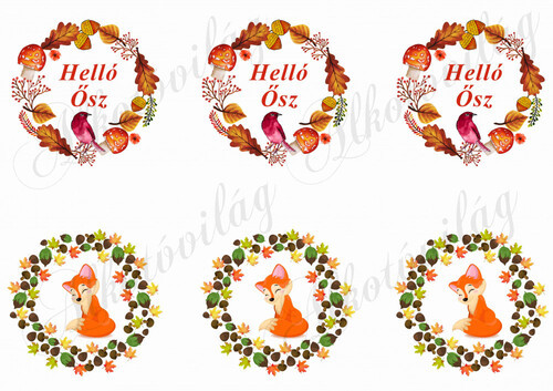 Őszi koszorúk kismadárral, rókával