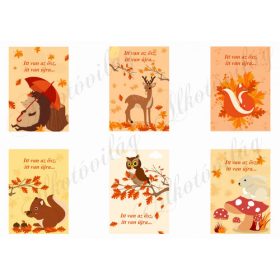Őszi kártyák cuki állatkákkal, idézettel