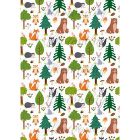   Cuki erdőlakók fák között - róka, borz, maci, bagoly, csiga