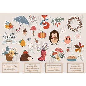Őszi matricák rókával, levelekkel, idézetekkel