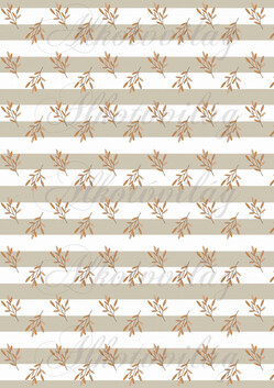 Őszi kollekció - Barna leveles ágak csíkos alapon