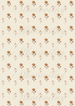 Őszi kollekció - Barna és drapp virágok pöttyös alapon