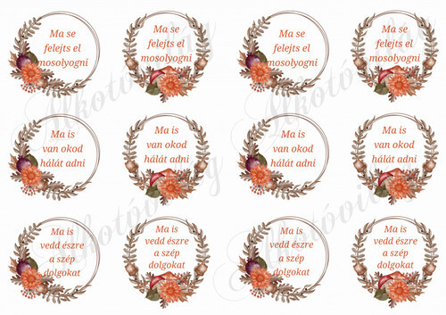 Csodálatos őszi koszorúk virágokkal, gombákkal- MA SE FELEJTS EL MOSOLYOGNI feliratokkal