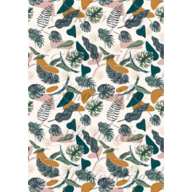   Filodendron, fikusz és más levelek barna-bézs- zöld árnyalatokban