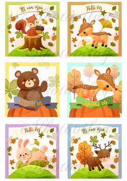 Őszi négyzetek cuki állatkákkal