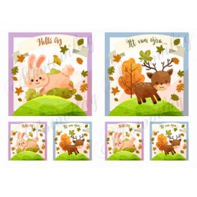 Őszi négyzetek cuki állatkákkal NAGYBAN + miniben 3