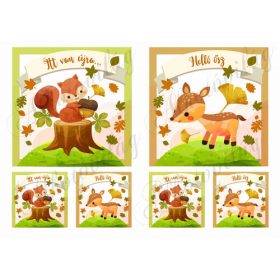 Őszi négyzetek cuki állatkákkal NAGYBAN + miniben