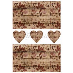 Tölgy levelek , makkok, gesztenyék fa deszkákon + szívek