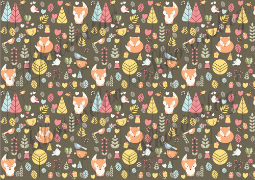 RÓKÁK SÖTÉTBARNA ALAPON- FEKVŐBEN