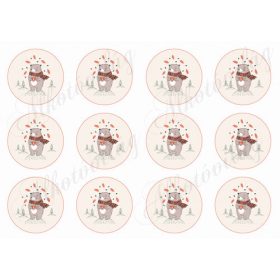 Nagyon aranyos kézzel rajzolt maci 6 cm-es körökben