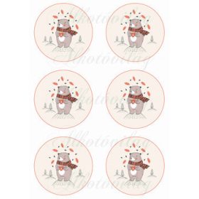 Nagyon aranyos kézzel rajzolt maci 8,5 cm-es körökben