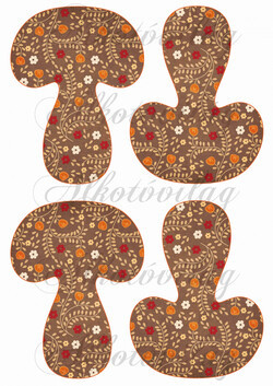 Őszi kert barna alapon- GOMBÁKON NAGYBAN