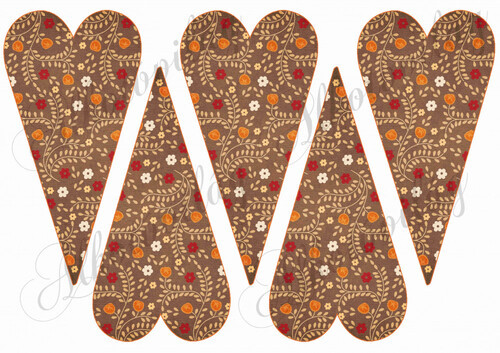 Őszi kert barna alapon- HOSSZÚKÁS SZÍVEKBEN