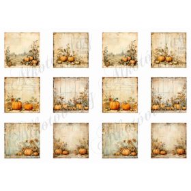 Vintage négyzetek őszi tökökkel 5,5 x 5,5 cm
