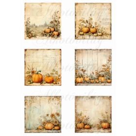 Vintage négyzetek őszi tökökkel 8 x 8 cm