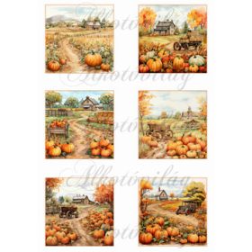 Négyzetek őszi tájképekkel 2 8 x 8 cm