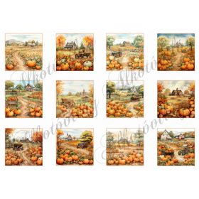 Négyzetek őszi tájképekkel 5,5 x 5,5 cm