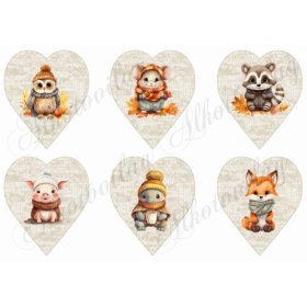 Übercuki kisállatok kötött bézs szíveken - 9 cm magas