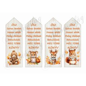   Übercuki őszi állatkák könyvjelzőkön feliratokkal - 16,5 x 5,5 cm