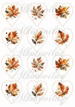 Gyönyörű festett levelek 6,5 cm magas szívekben