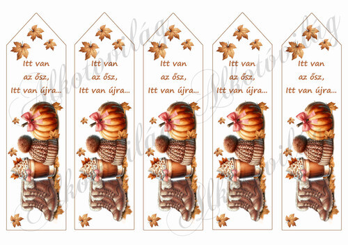 Könyvjelzők őszi mintával - bakancs, sapka, tök 18,5 x 5 cm