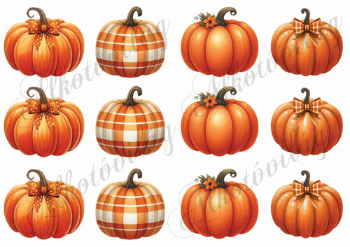 Őszi tökök masnikkal - 6 cm magas