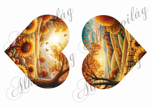 Szívek őszi tájképekkel - 13 x 15 cm