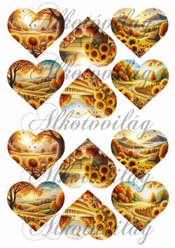 Szívek őszi tájképekkel 3. - 6 x 7 cm